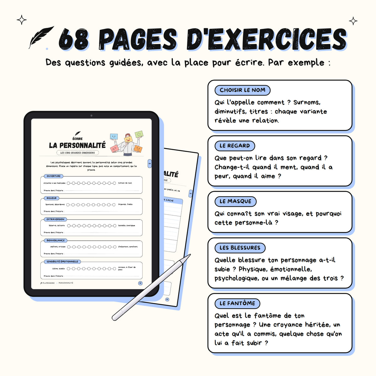 Créer des personnages · Guide d'écriture et cahier d'exercices