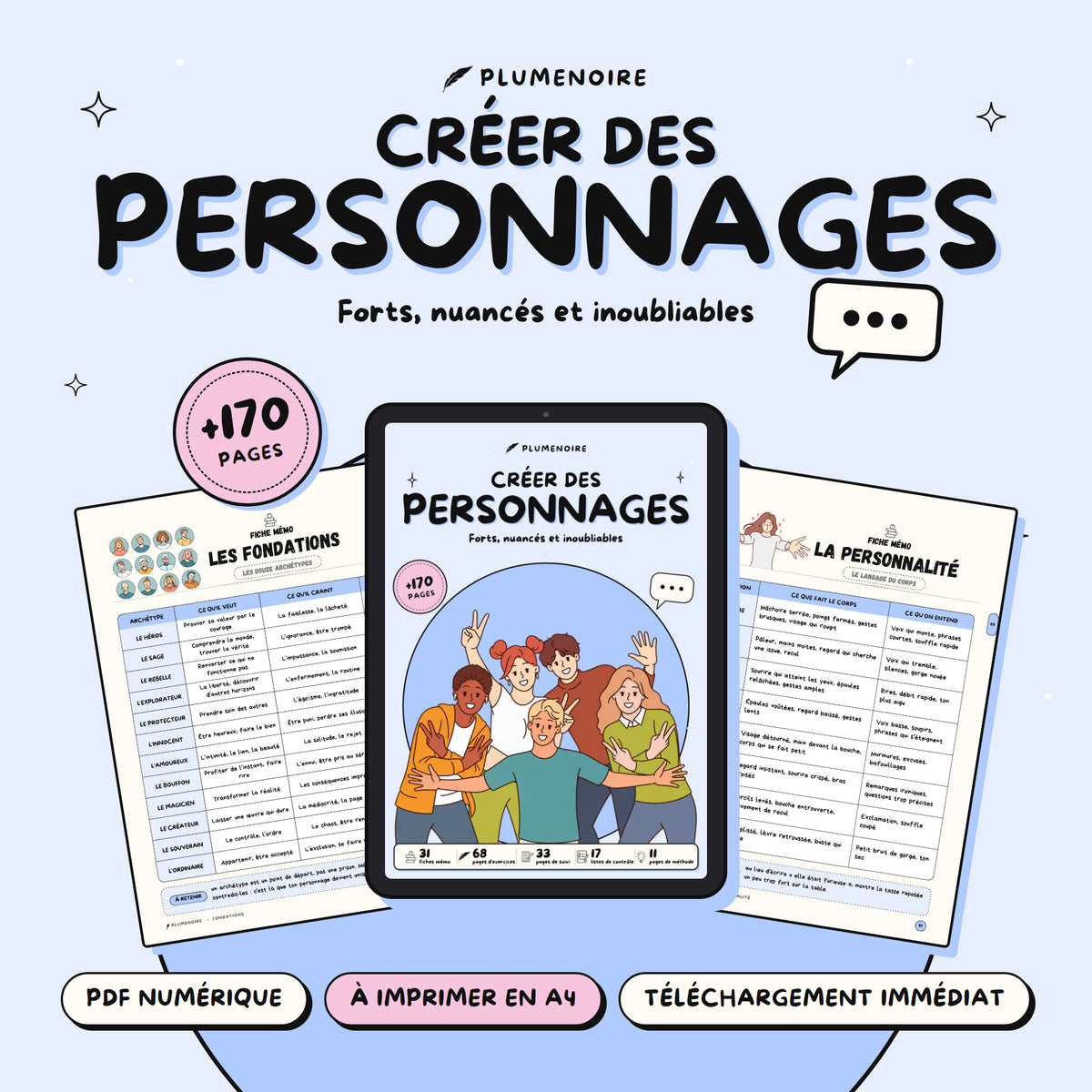Créer des personnages · Guide d'écriture et cahier d'exercices