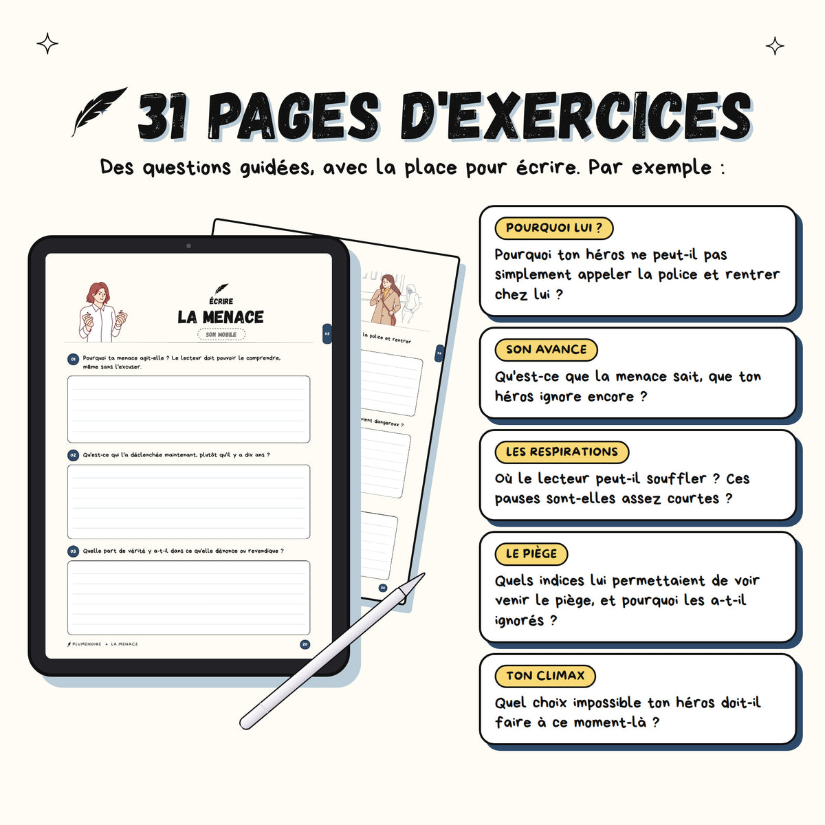 Écrire un thriller · Guide d'écriture et cahier d'exercices