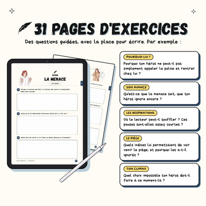 Écrire un thriller · Guide d'écriture et cahier d'exercices