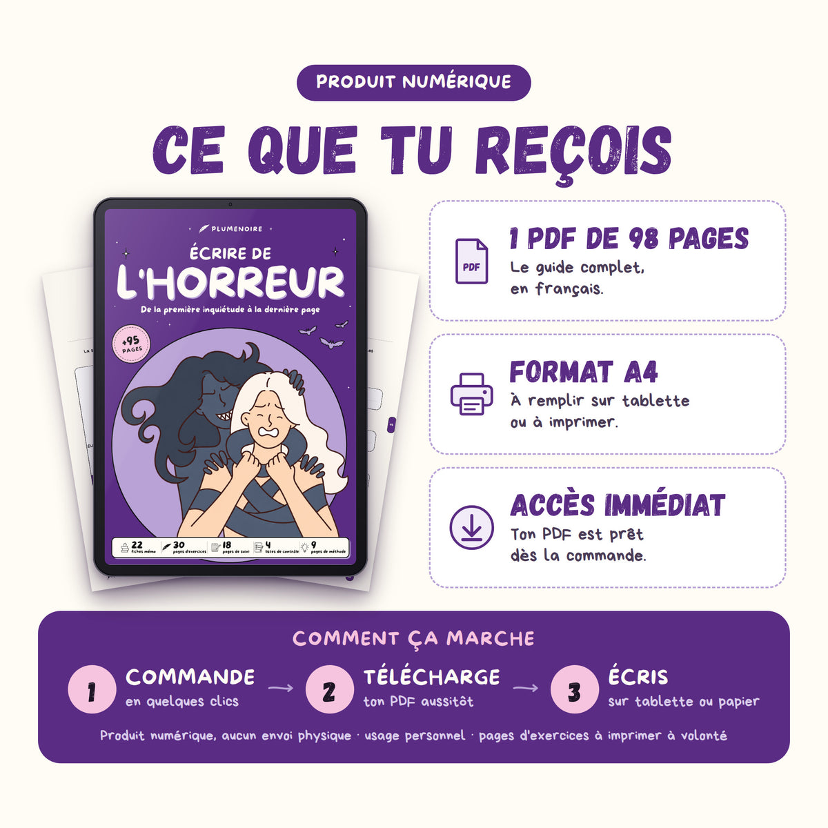 Écrire de l'horreur · Guide d'écriture et cahier d'exercices
