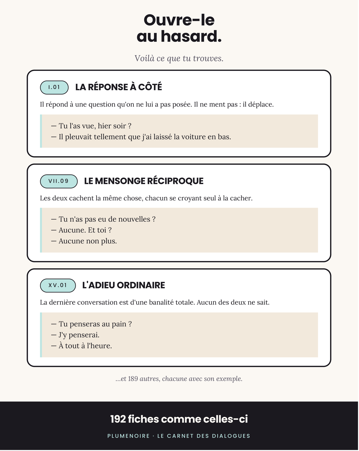 Le Carnet des Dialogues — 192 situations de dialogue