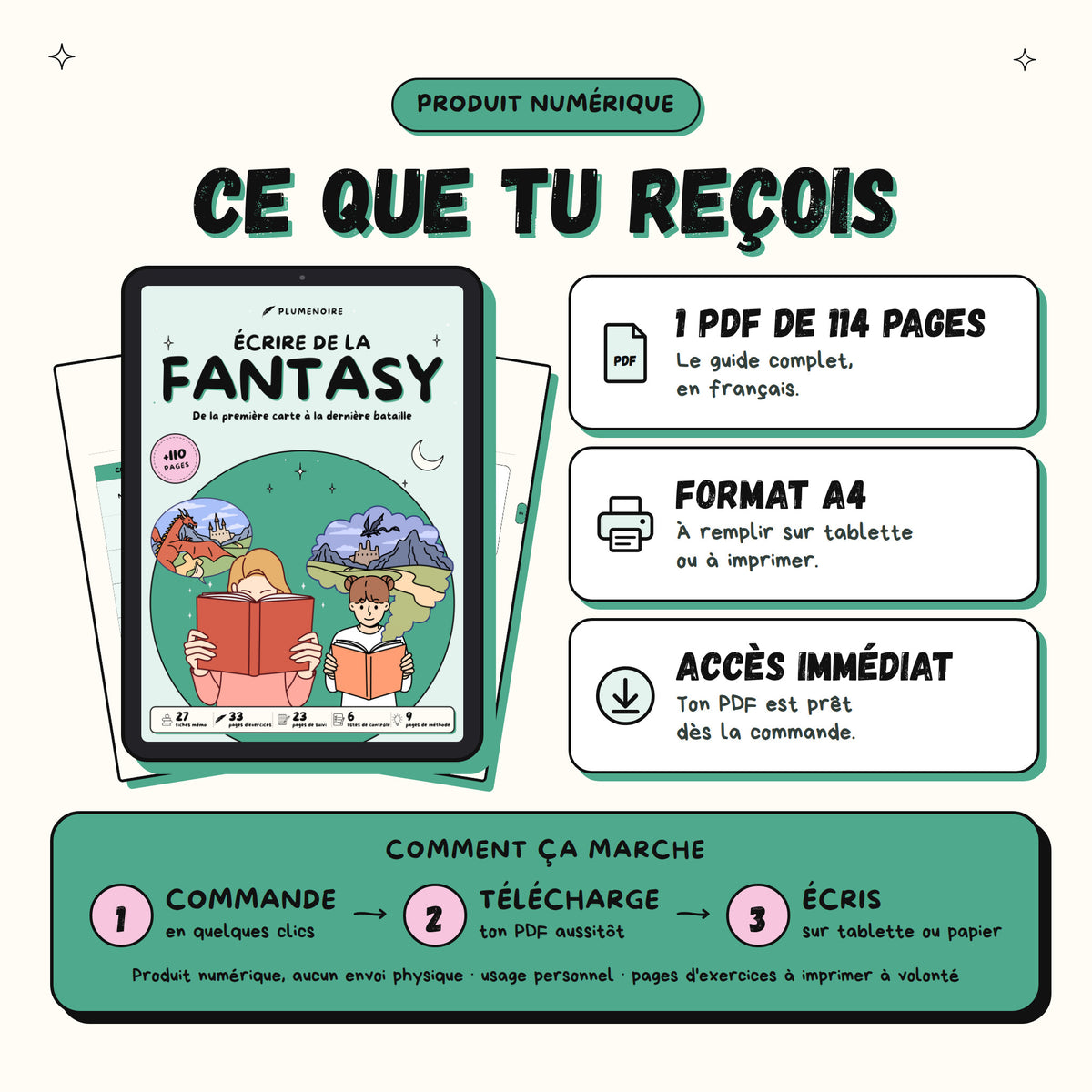 Écrire de la fantasy · Guide d'écriture et cahier d'exercices